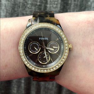 Fossil Watch - Tortoise Shell with Gold